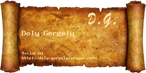 Dely Gergely névjegykártya